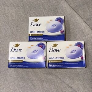Dove Anti Stress Beauty Bar Soap Blue Chamomile and Oat Milk  3) 3.75OZ Bars New